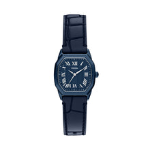 Load image into Gallery viewer, Harlow Three-Hand Navy Leather Watch
