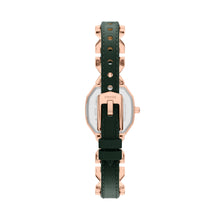 Load image into Gallery viewer, Harlow Three-Hand Green Leather and Rose Gold-Tone Stainless Steel Watch
