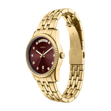 Load image into Gallery viewer, Scarlette 34mm Three-Hand Day-Date Gold-Tone Stainless Steel Watch
