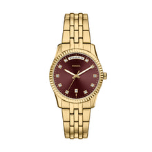 Load image into Gallery viewer, Scarlette 34mm Three-Hand Day-Date Gold-Tone Stainless Steel Watch
