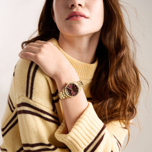 Load image into Gallery viewer, Scarlette 34mm Three-Hand Day-Date Gold-Tone Stainless Steel Watch
