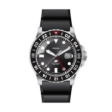 Load image into Gallery viewer, Fossil Blue GMT Black Silicone Watch
