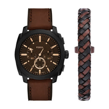 Load image into Gallery viewer, Machine Chronograph Brown Leather Watch and Bracelet Set
