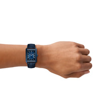 Load image into Gallery viewer, Carraway Three-Hand Navy Croco Leather Watch
