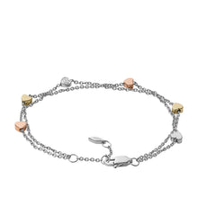 Load image into Gallery viewer, Heart Tri-Tone Steel Double-Chain Bracelet
