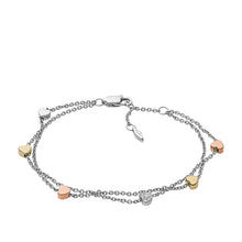 Load image into Gallery viewer, Heart Tri-Tone Steel Double-Chain Bracelet
