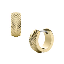 Load image into Gallery viewer, Harlow Linear Texture Gold-Tone Stainless Steel Huggie Hoop Earrings
