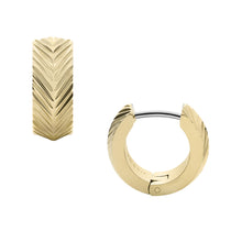 Load image into Gallery viewer, Harlow Linear Texture Gold-Tone Stainless Steel Huggie Hoop Earrings
