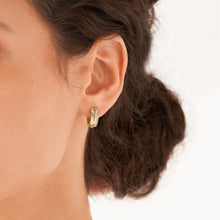 Load image into Gallery viewer, Harlow Linear Texture Gold-Tone Stainless Steel Huggie Hoop Earrings
