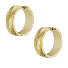 Load image into Gallery viewer, Harlow Linear Texture Gold-Tone Stainless Steel Hoop Earrings
