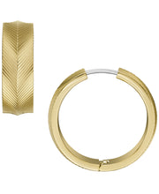 Load image into Gallery viewer, Harlow Linear Texture Gold-Tone Stainless Steel Hoop Earrings
