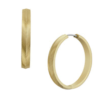 Load image into Gallery viewer, Harlow Linear Texture Gold-Tone Stainless Steel Hoop Earrings
