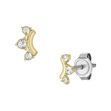 Load image into Gallery viewer, All Stacked Up Gold-Tone Stainless Steel Stud Earrings
