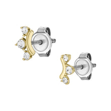Load image into Gallery viewer, All Stacked Up Gold-Tone Stainless Steel Stud Earrings
