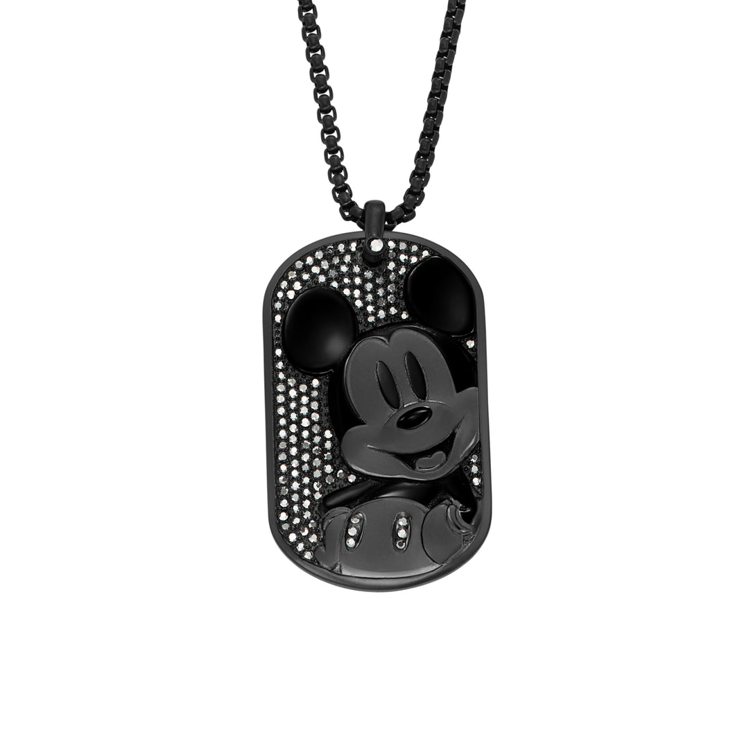 Disney x Fossil Special Edition Black Stainless Steel Dog Tag Necklace