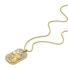 Load image into Gallery viewer, Disney x Fossil Special Edition Gold-Tone Stainless Steel Dog Tag Necklace
