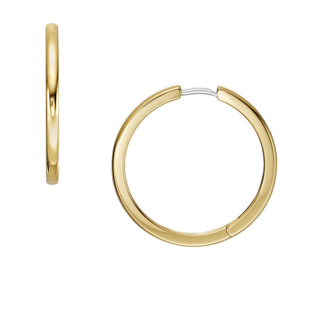 All Stacked Up Gold-Tone Stainless Steel Hoop Earrings