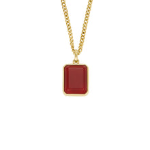 Load image into Gallery viewer, Lunar New Year Red Agate Gold-Tone Stainless Steel Pendant Necklace

