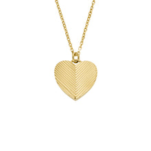 Load image into Gallery viewer, Harlow Linear Texture Heart Gold-Tone Stainless Steel Pendant Necklace
