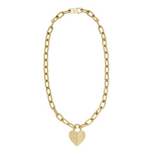 Load image into Gallery viewer, Harlow Linear Texture Heart Gold-Tone Stainless Steel Pendant Necklace
