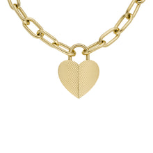 Load image into Gallery viewer, Harlow Linear Texture Heart Gold-Tone Stainless Steel Pendant Necklace
