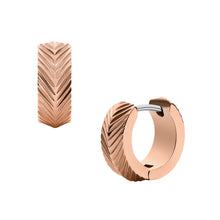 Load image into Gallery viewer, Harlow Linear Texture Rose Gold-Tone Stainless Steel Hoop Earrings
