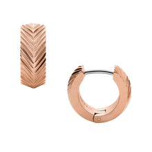 Load image into Gallery viewer, Harlow Linear Texture Rose Gold-Tone Stainless Steel Hoop Earrings
