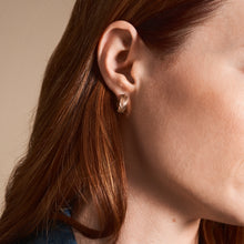 Load image into Gallery viewer, Harlow Linear Texture Rose Gold-Tone Stainless Steel Hoop Earrings
