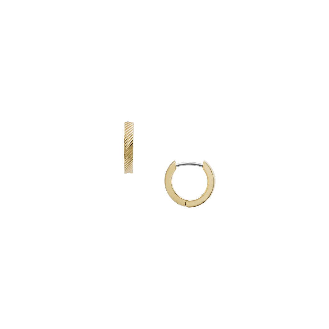 Harlow Linear Texture Gold-Tone Stainless Steel Hoop Earrings