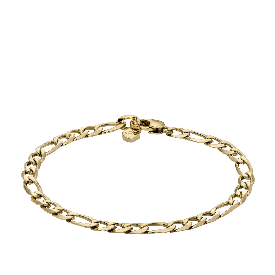 All Stacked Up Gold-Tone Stainless Steel Figaro Chain Bracelet