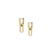 Load image into Gallery viewer, Heritage D-Link Gold-Tone Stainless Steel Drop Earrings
