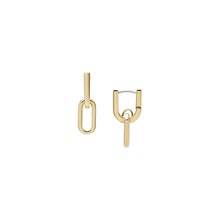 Load image into Gallery viewer, Heritage D-Link Gold-Tone Stainless Steel Drop Earrings
