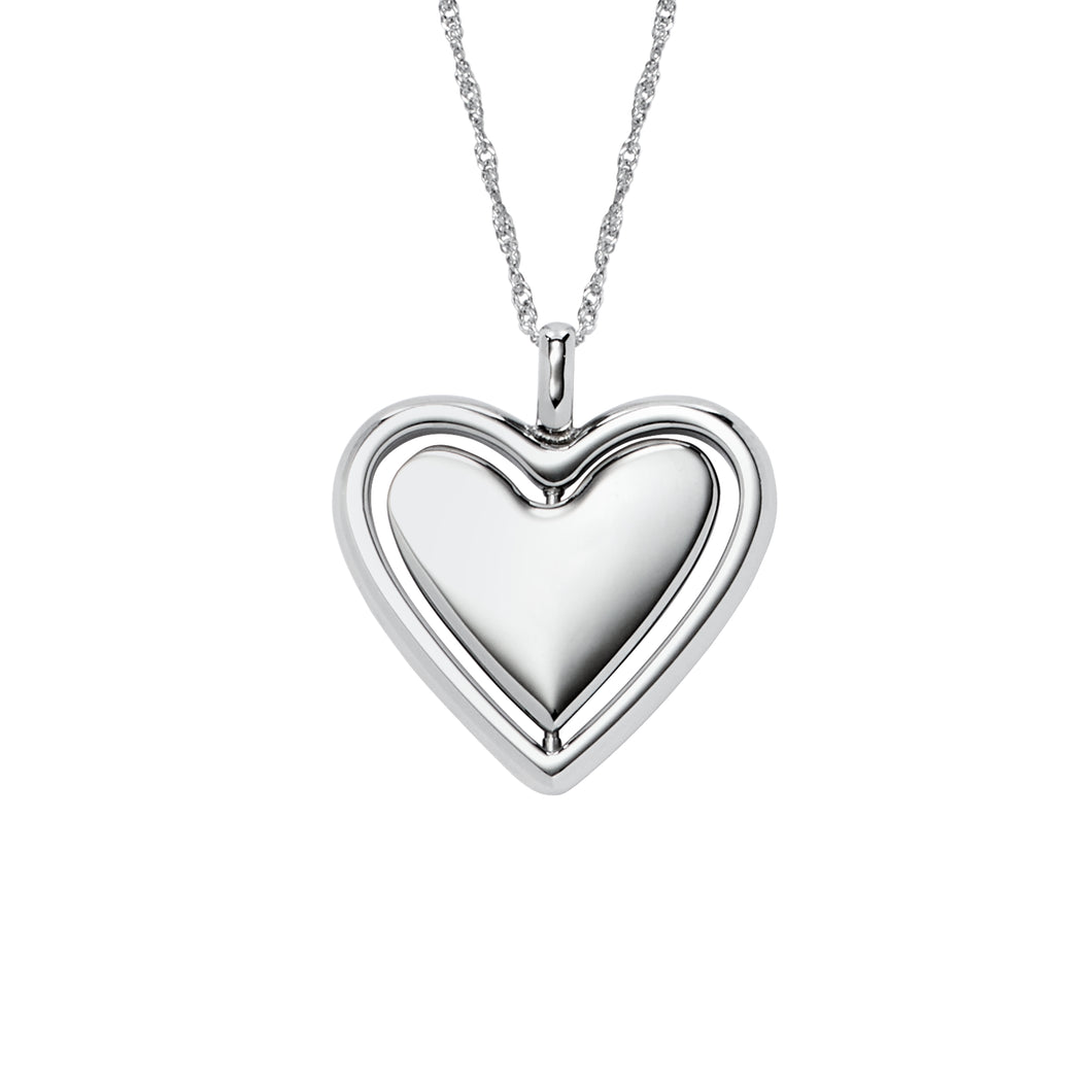 Legacy Heart Stainless Steel Rotating Pendant Necklace