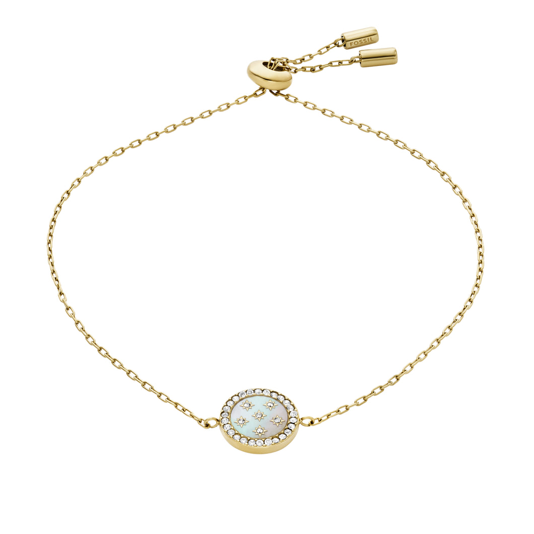 Classic Mother-of-Pearl Gold-Tone Stainless Steel Station Bracelet