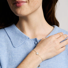Load image into Gallery viewer, Classic Mother-of-Pearl Gold-Tone Stainless Steel Station Bracelet
