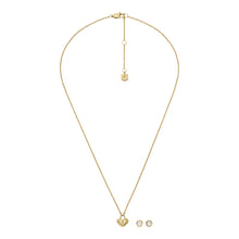 Load image into Gallery viewer, Gold-Tone Stainless Steel Heart Necklace and Earrings Gift Set
