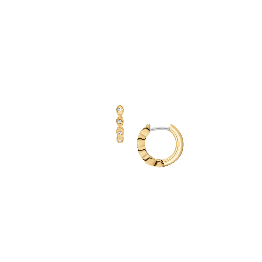 Ellis Pavé Glitz Gold-Tone Stainless Steel Hoop Earrings