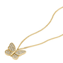 Load image into Gallery viewer, Sutton Pavé Butterfly Gold-Tone Stainless Steel Pendant Necklace
