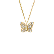 Load image into Gallery viewer, Sutton Pavé Butterfly Gold-Tone Stainless Steel Pendant Necklace

