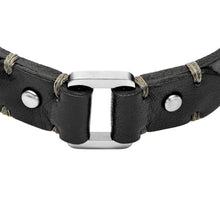 Load image into Gallery viewer, Machine Rugged Stainless Steel and Black Leather Strap Bracelet

