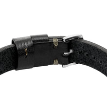 Load image into Gallery viewer, Machine Rugged Stainless Steel and Black Leather Strap Bracelet

