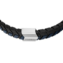 Load image into Gallery viewer, Woven Blue and Black Leather Bracelet
