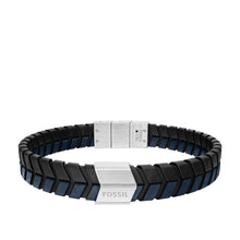 Load image into Gallery viewer, Woven Blue and Black Leather Bracelet

