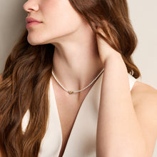 Load image into Gallery viewer, Harlow Rondelles White Acrylic Pearl Stainless Steel Station Necklace
