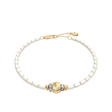 Load image into Gallery viewer, Harlow Rondelles White Acrylic Pearl Stainless Steel Station Bracelet
