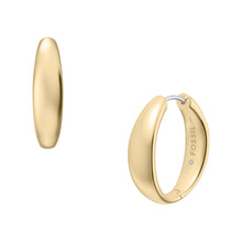 Load image into Gallery viewer, Ellis Domed Collection Gold-Tone Stainless Steel Hoop Earrings
