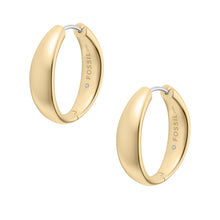 Load image into Gallery viewer, Ellis Domed Collection Gold-Tone Stainless Steel Hoop Earrings
