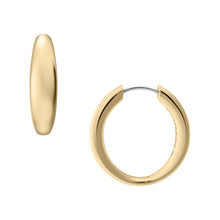 Load image into Gallery viewer, Ellis Domed Collection Gold-Tone Stainless Steel Hoop Earrings

