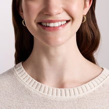 Load image into Gallery viewer, Ellis Domed Collection Gold-Tone Stainless Steel Hoop Earrings
