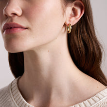 Load image into Gallery viewer, Ellis Domed Collection Gold-Tone Stainless Steel Hoop Earrings
